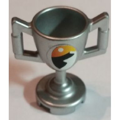 metallic silver minifigure utensil trophy cup with desert and full moon on sunset pattern sticker - set 8896