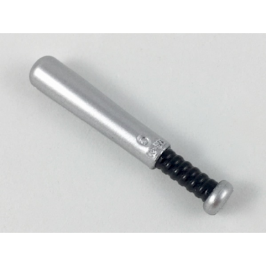 metallic silver minifigure utensil baseball bat 4l with black grip handle pattern