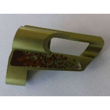 metallic green technic panel fairing 5 small short large hole side a with mud pattern 1 sticker - set 8465