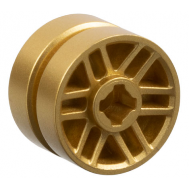 metallic gold wheel 14mm d x 9.9mm with center groove fake bolts and 6 double spokes