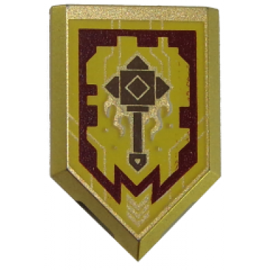 metallic gold tile modified 2 x 3 pentagonal with nexo power shield pattern - merlok power mace