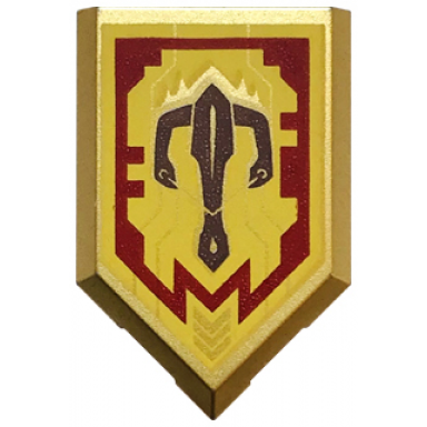 metallic gold tile modified 2 x 3 pentagonal with nexo power shield pattern - merlok power crossbow