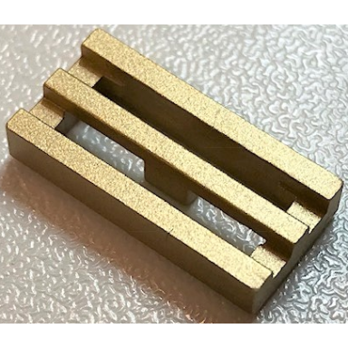 metallic gold tile modified 1 x 2 grille with bottom groove