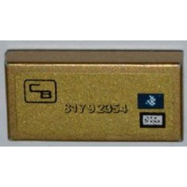 metallic gold tile 1 x 2 with city bank logo and 81792354 pattern sticker - set 3661