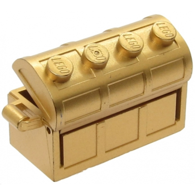 metallic gold container treasure chest with slots in back and same color thick hinge curved lid 4738a 4739a