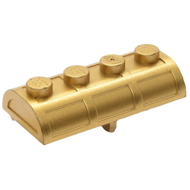 metallic gold container treasure chest lid curved with thick hinge