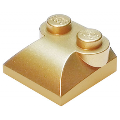 metallic gold slope curved 2 x 2 x 2 3 with 2 studs and curved sides