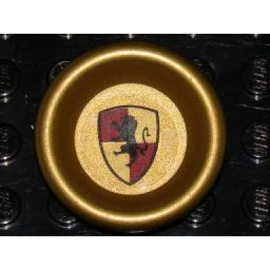 metallic gold minifigure utensil dish 3 x 3 with hp gryffindor shield pattern sticker - set 5378