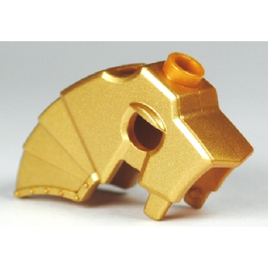metallic gold horse battle helmet stud on top and 3 neck plates unicorn