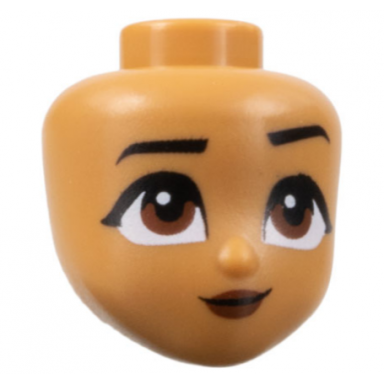 mini doll head friends with black eyebrows left raised reddish brown eyes and lips and smirk pattern moana
