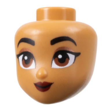 mini doll head friends with black eyebrows copper eye shadow reddish brown eyes dark red pursed lips pattern