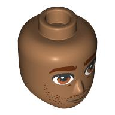 medium nougat mini doll head friends male large with reddish brown eyebrows beard stubble and chin dimple dark orange eyes and black closed mouth pattern