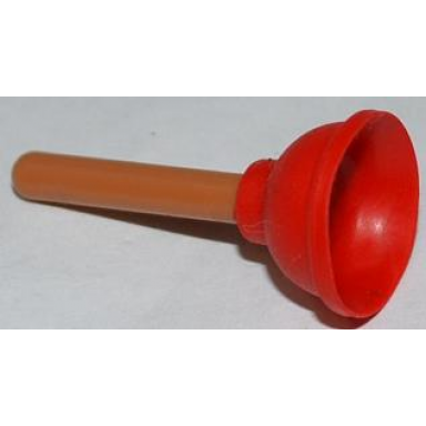 medium nougat minifigure utensil plunger with molded flexible rubber red cup pattern