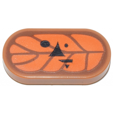 tile round 1 x 2 oval with orange and dark orange leaf with black eyes nose and mouth pattern the legend of zelda korok hollo face