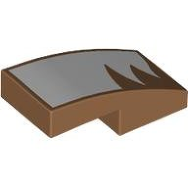 medium nougat slope curved 2 x 1 x 2 3 with white fur pattern model left side
