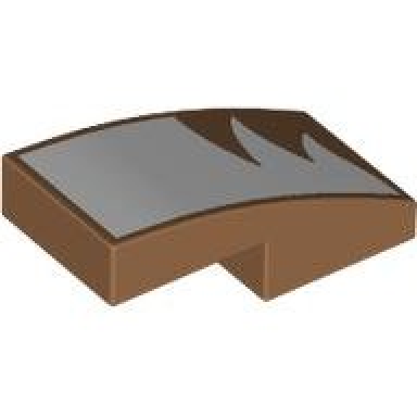 medium nougat slope curved 2 x 1 x 2 3 with white fur pattern model right side