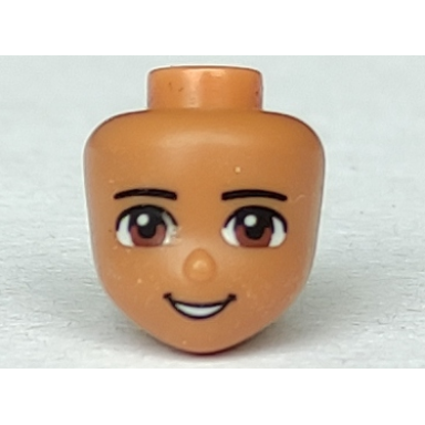 medium nougat mini doll head friends male with brown eyes black lips and open mouth pattern