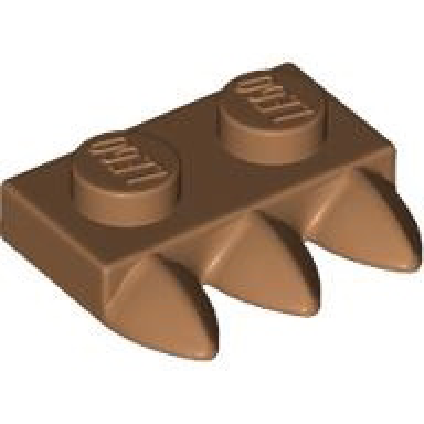medium nougat plate modified 1 x 2 with 3 teeth