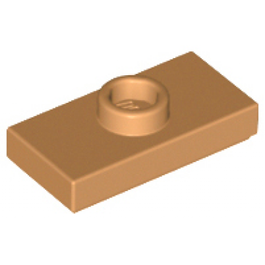 medium nougat plate modified 1 x 2 with 1 stud with groove and bottom stud holder jumper
