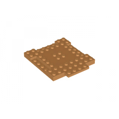 medium nougat brick modified 8 x 8 x 2 3 with 1 x 4 indentations and 1 x 4 plate