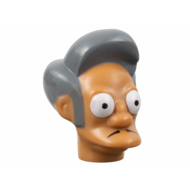 medium nougat minifigure head modified simpsons apu nahasapeemapetilon pattern