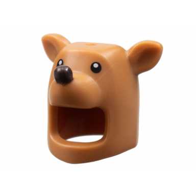 medium nougat minifigure headgear head cover costume reindeer with hole for pin black eyes and dark brown nose pattern