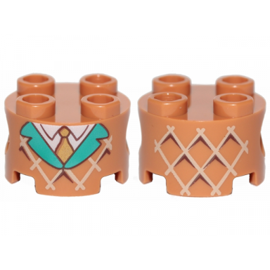brick round 2 x 2 with pin holes with waffle turquoise lapels white shirt and gold tie pattern