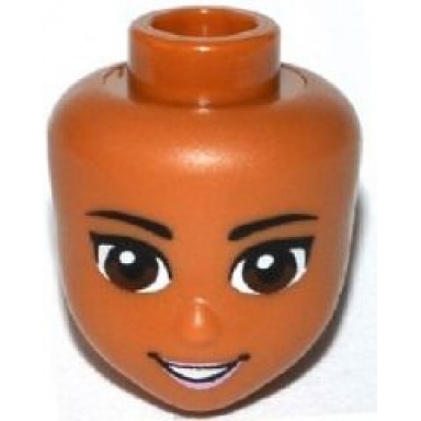 medium nougat mini doll head friends with brown eyes bright pink lips and open mouth pattern
