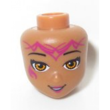 medium nougat mini doll head friends with light brown eyes and elves tribal pattern azari
