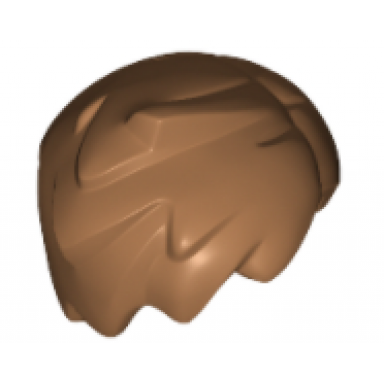 medium nougat minifigure hair short tousled with side part and lock sticking up