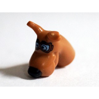 medium nougat dog head great dane scooby-doo with black nose and reddish brown pilot goggles pattern
