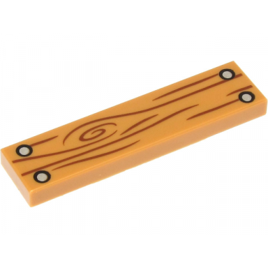 medium nougat tile 1 x 4 with wood grain and 4 silver nails pattern