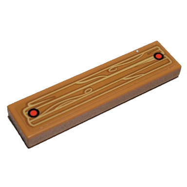 medium nougat tile 1 x 4 with wood grain and 2 red nails pattern sticker - set 41378