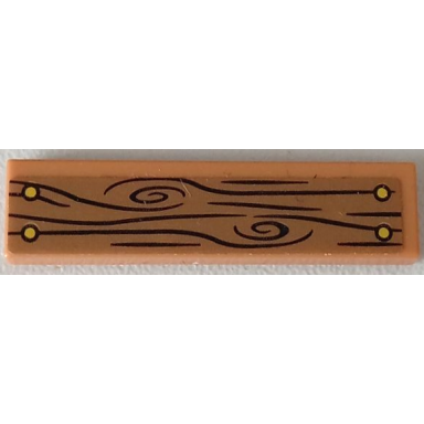 medium nougat tile 1 x 4 with wood grain and 4 yellow nails pattern sticker - set 41426