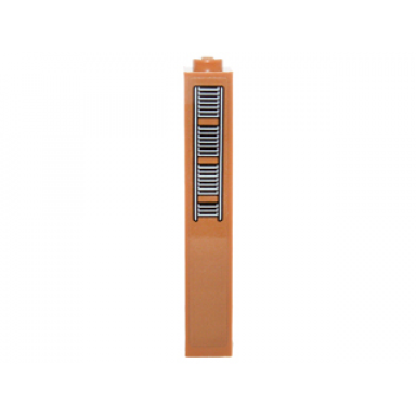 medium nougat brick 1 x 1 x 5 - solid stud with fuse box pattern sticker - set 21302