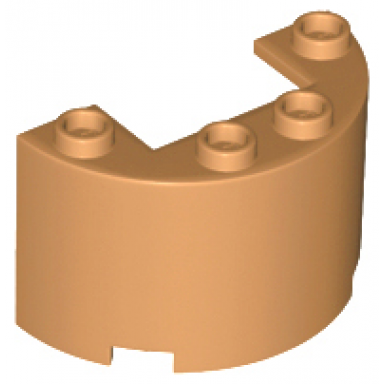 medium nougat cylinder half 2 x 4 x 2 with 1 x 2 cutout