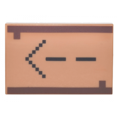 medium nougat tile 2 x 3 with black minecraft arrow and dark brown squares and lines pattern
