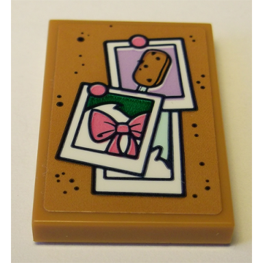 medium nougat tile 2 x 3 with cork board with pinned bow and ice pop freezer lollipop lolly pole popsicle stick photos pattern sticker - set 41342