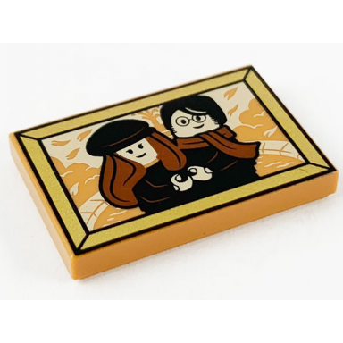 medium nougat tile 2 x 3 with lily and james potter portrait pattern