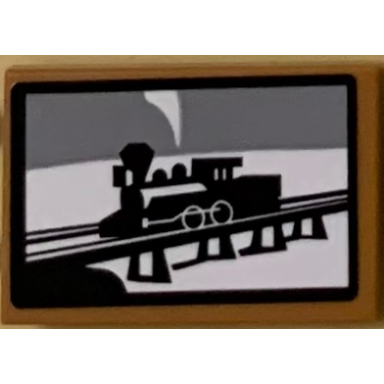 medium nougat tile 2 x 3 with picture of disney train pattern sticker - set 71044