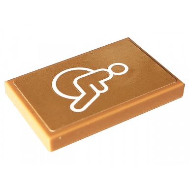 medium nougat tile 2 x 3 with person in wheelchair handicapped symbol pattern sticker - set 41703