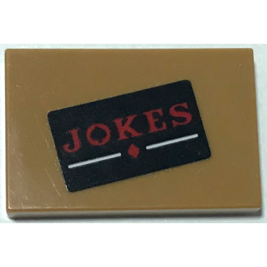 medium nougat tile 2 x 3 with red jokes and diamond on black background pattern sticker - set 70922