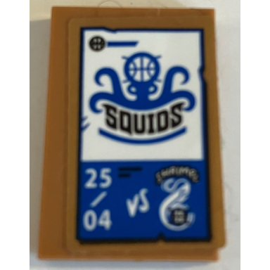 medium nougat tile 2 x 3 with white and blue poster with black squidsâ pattern sticker - set 70425