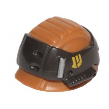 medium nougat minifigure headgear helmet sw rebel trooper with pearl dark gray band and yellow insignia pattern