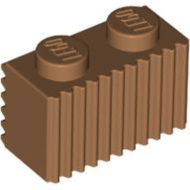 medium nougat brick modified 1 x 2 with grille fluted profile