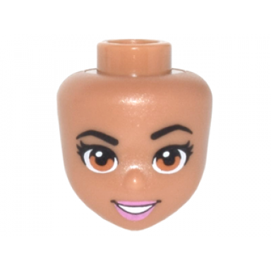 medium nougat mini doll head friends with orange eyes and bright pink lips pattern bumblebee