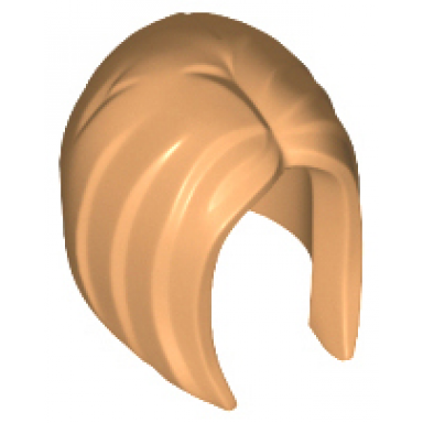 medium nougat minifigure hair female mid-length straight parted in middle longer in front than back