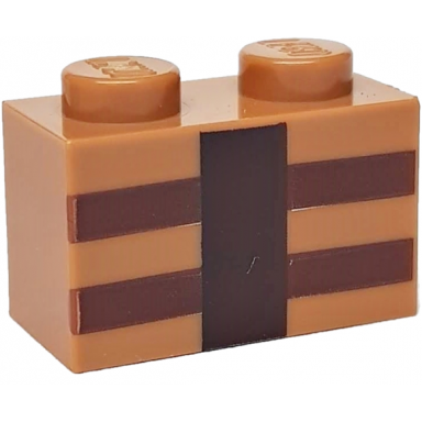 medium nougat brick 1 x 2 with reddish brown and dark brown minecraft crafting table lines pattern