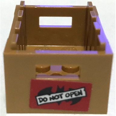 medium nougat container crate 3 x 4 x 1 2 3 with handholds with batman logo and black do not open on red background pattern sticker - set 70922