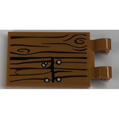 medium nougat tile modified 2 x 3 with 2 clips with wood grain and 4 nails pattern sticker - set 21310